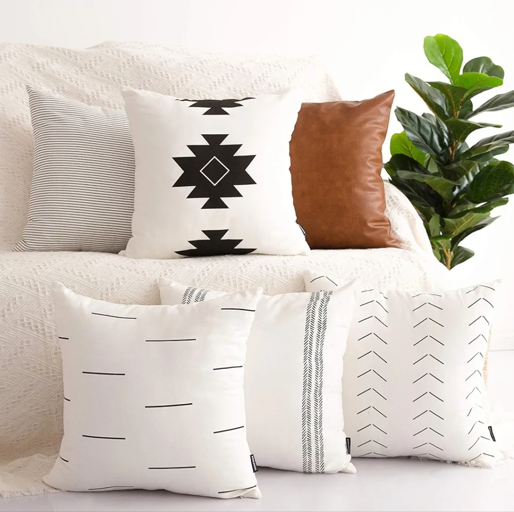 HOMFINER Decorative Throw Pillow Covers, Set of 6, 100% Cotton